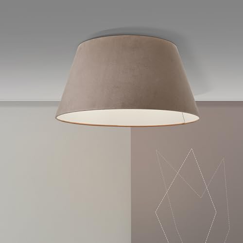 Lightbox moderne Deckenlampe - Deckenleuchte mit dekorativem Stoffschirm - Metall/Textil Taupe - 50cm Durchmesser von Lightbox