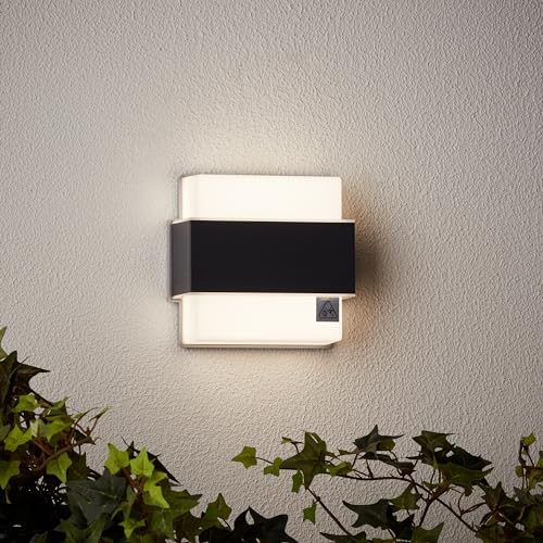 Lightbox moderne LED Außen Wandlampe - 15 x 15 x 7 cm - Outdoor Wandleuchte mit matter Kunststoff Abdeckung- 7 W, 680 lm, 4000 K - IP44 - aus Metall/Kunststoff - in Anthrazit von Lightbox