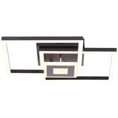 Lightbox moderne LED Deckenlampe mit 40 x 40 cm - Deckenleuchte mit LED Profilen & schwenkbaren Elementen - 2900 lm, 22 W, 3000 K - aus Metall/Kunststoff - in Schwarz von Lightbox