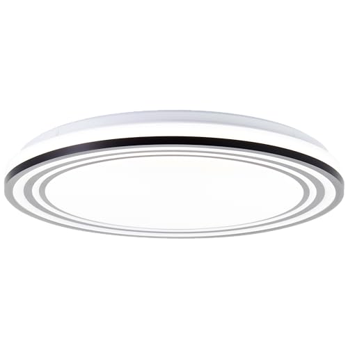 Lightbox schwarz-weiße LED Wand- und Deckenlampe - Ø 49 cm - funktionale Deckenleuchte mit CCT (3000-6500 K) & Nachtlicht & dimmbar über Fernbedienung - 5500 lm - aus Metall/Kunststoff von Lightbox