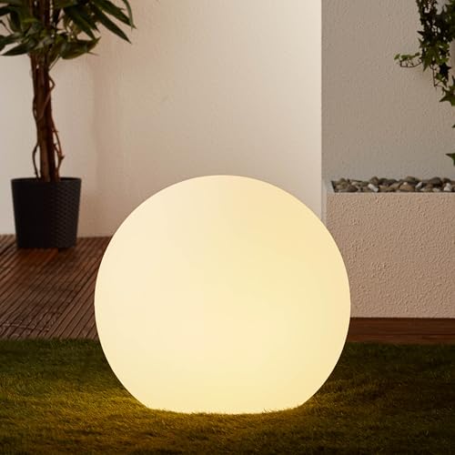 Lightbox Outdoor Lichtkugel - hochwertige Gartenlampe - inkl. Stecker - als Wegebeleuchtung - für den Garten - 1x E27, max. 60 Watt - aus Kunststoff - in Weiß von Lightbox