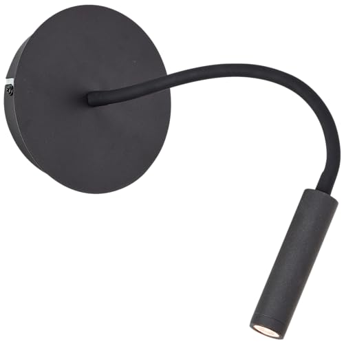 Lightbox LED Wandspot - 42 cm Höhe, Ø 14 cm - schwarze Wandleuchte mit flexiblem Lesearm - Schalter - 4,1 W - Lichtfarbe: 3000 K & Helligkeit: 270 lm - aus Aluminium/Metall von Lightbox