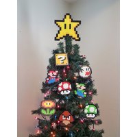 Original Mario Bros. Perler Bead Star Christbaumspitze Und Ornament Set | 9 Stück Trending - Dezembertrends Geschenke von LighterCases
