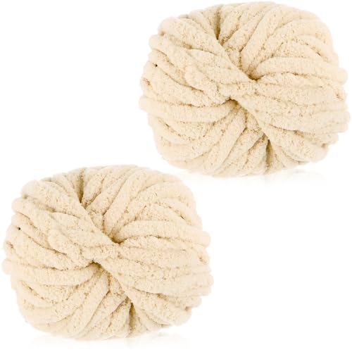 Chenille Wolle zum Häkeln,Chunky Yarn 250g×2,Wolle zum Stricken,Häkelgarn für Taschen,Dicke Textilgarn,Chunky Garn für Katzenbett,Puppen,Decken,Kissen,Taschen und Teppiche von Lighterday