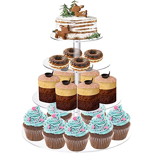 Lighterday 4 Etagen Etagere Acryl Tortenständer Cupcake Ständer Cake Stand Kuchenständer,Donut Cupcake Muffins Macarons Ständer für Hochzeit Party Geburtstag von Lighterday