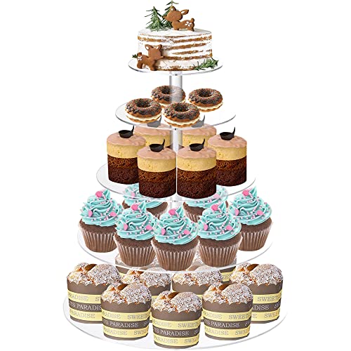 Lighterday 5 Etagen Etagere Acryl Tortenständer Cupcake Ständer Cake Stand Kuchenständer,Donut Cupcake Muffins Macarons Ständer für Hochzeit Party Geburtstag von Lighterday