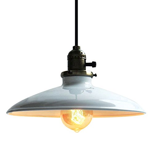 Glighone Pendelleuchte Weiss Deckenleuchte Hängend Hängelampe E27 Retro Vintage Hängeleuchte für Schlafzimmer Wohnzimmer Esstisch Küchenlampe Suspension von Lightess