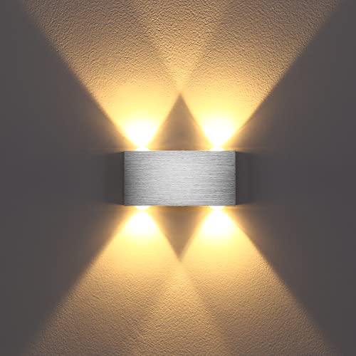 Lightess LED Wandleuchte Modern, Wandlampe Innen, Wandbeleuchtung Up Down aus Aluminium für Wohnzimmer Schlafzimmer Treppenhaus Flur (Warmweiß-4W) von Lightess