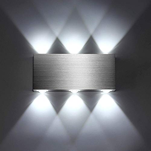 Lightess 18W LED Wandlampe Wandleuchten für Innen Silber Leuchte Up Down Wand aus Aluminium Wandleuchte für Schlafzimmer Flur Wohnzimmer Treppenhaus Kaltweiß von Lightess