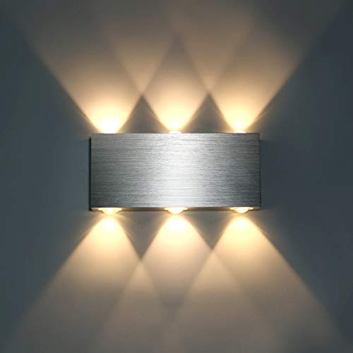 Lightess 18W LED Wandlampe Innen Wandleuchte Silber Leuchte Up Down Wand aus Aluminium Wandleuchten für für Schlafzimmer Flur Wohnzimmer Treppenhaus Warmweiß von Lightess