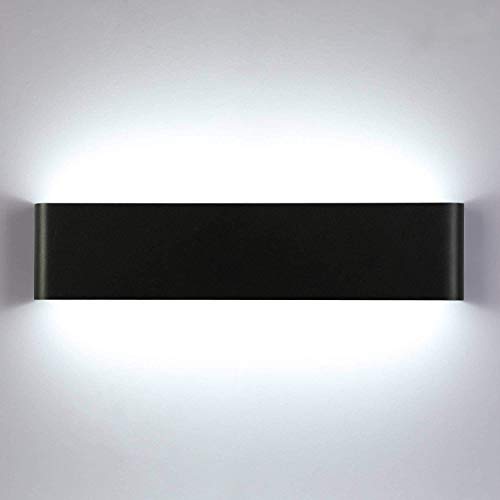 Lightess 18W 40CM Wandleuchte Innen LED Schwarz Flurlicht Modern Treppenhaus Beleuchtung Wandlampe mit Up Down Licht IP44 aus reinem Aluminium für Wohnzimmer Schlafzimmer Flur, Kaltweiss von Lightess