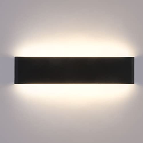 Lightess 18W 40CM Wandleuchte Innen LED Schwarz Flurlicht Modern Treppenhaus Beleuchtung Wandlampe mit Up Down Licht IP44 aus reinem Aluminium für Wohnzimmer Schlafzimmer Flur, Neutralweiss von Lightess