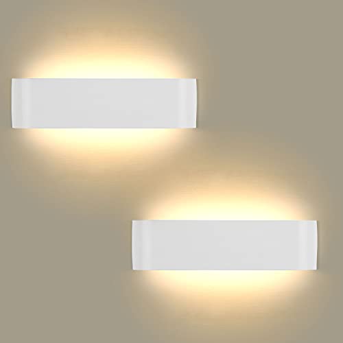 Lightess 2er Wandlampe LED Innen Modern Wandleuchte Weiss Up Down Licht Wandbeleuchtung Warmweiss Treppenhuas Beleuchtung 16W IP44 Flurlampen für Wohnzimmer Schlafzimmer Flur aus Aluminium von Lightess