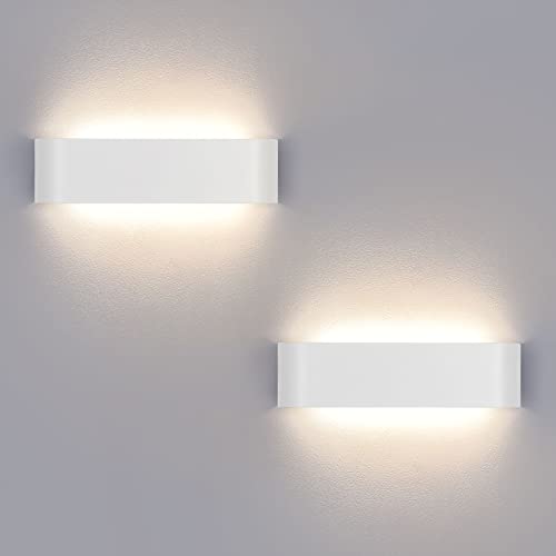 Lightess 2er 16W Wandlampen LED Innen Wandleuchten Weiss Modern Up Down Licht Wandbeleuchtung Neutralweiss Treppenhuas Beleuchtung Flurlampen IP44 für Wohnzimmer Schlafzimmer Flur usw, aus Aluminium von Lightess