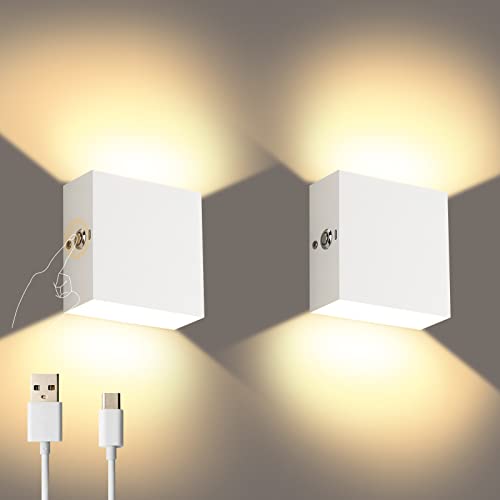 Lightess LED Wandleuchte Innen Wandlampe Akku ohne Stromanschluss Kabellose Wandlampe Touch Dimmen Magnetisch Wandleuchten Unendliches Dimmen für Schlafzimmer Wohnzimmer 2 Stück Weiß Warmweiß von Lightess