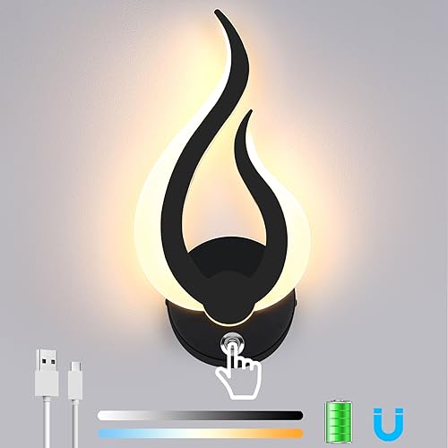 Lightess Akku Wandlampe Dimmbar LED Wandleuchte Kabellos Innen Wand Lampe Magnet mit Touch Schalter 3-Farbtemperaturen für Wohnzimmer Schlafzimmer Treppenhaus Flur Aufladbare Wandleuchten, Schwarz Lightess Akku Wandlampe Dimmbar LED Wandleuchte Kabellos Innen Wand Lampe Magnet mit Touch Schalter 3-Farbtemperaturen für Wohnzimmer Schlafzimmer Treppenhaus Flur Aufladbare Wandleuchten, Schwarz von Lightess