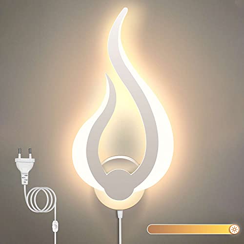Lightess LED Wandlampe mit Stecker Schalter Wandleuchte Innen mit kabel Dimmbar Lampe Wall Light with Plug Weiß Treppenhaus Beleuchtung für Schalfzimmer Flur Wohnzimmer Kinderzimmer, Warmweiss Lightess LED Wandlampe mit Stecker Schalter Wandleuchte Innen mit kabel Dimmbar Lampe Wall Light with Plug Weiß Treppenhaus Beleuchtung für Schalfzimmer Flur Wohnzimmer Kinderzimmer, Warmweiss von Lightess