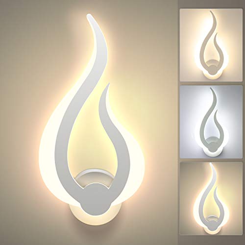Lightess LED Wandlampe Innen 10W Wandleuchte Modern 3 Warmweiß Kaltweiß Neutralweiß Flurlampe Flammenform Wandlicht Acryl Beleuchtung für Flur Treppenhaus Flur Wohnzimmer Schlafzimmer usw. von Lightess