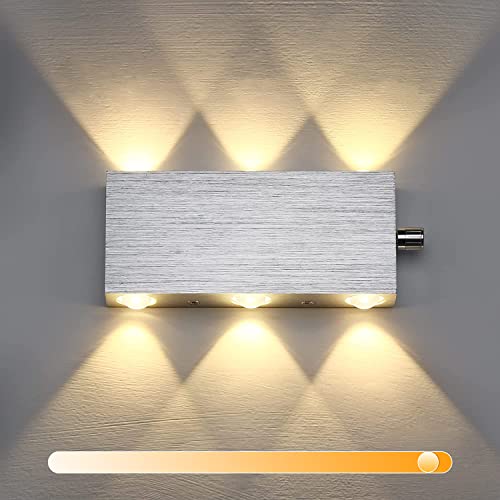 Lightess Dimmbare Wandlampe mit Schalter LED Wandleuchte Innen Modern Up and Down aus Aluminium modern Flurlampe Wandbeleuchtung für Wohnzimmer Schlafzimmer Lampe, Warmweiß von Lightess