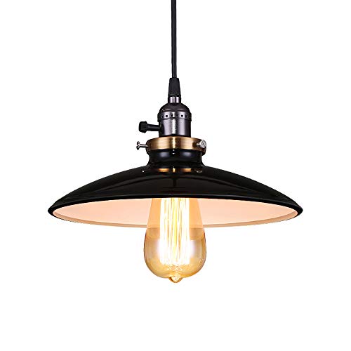 Lightess E27 Retro Vintage Pendelleuchte Industrial Metall Hängelampe Schwarz Deckenleuchte Suspension Hängeleuchte Industrie Lampenschirm für Esszimmer Esstisch Flur Restaurant Wohnzimmer Café... von Lightess