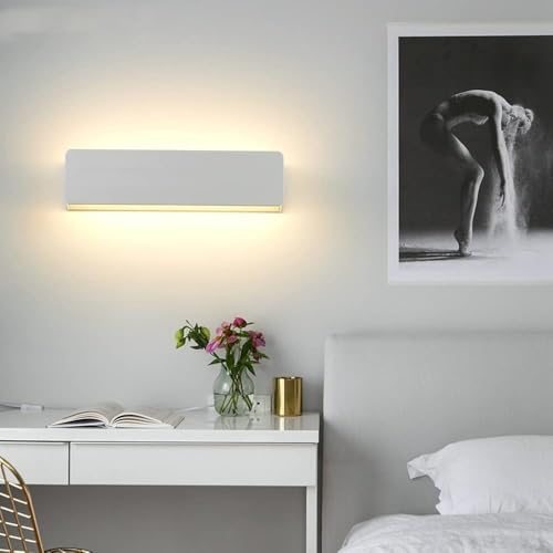 Lightess LED Wandleuchte Innen, Wandlampe 12W Warmweiß Modern 31cm Wandbeleuchtung Einstellbarer Up Down Leuchten für Schlafzimmer Flur von Lightess