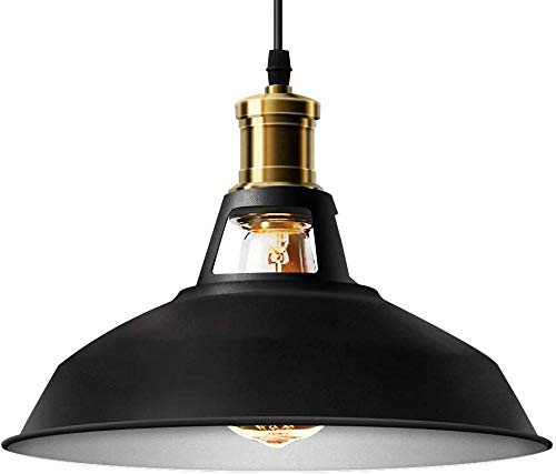 Lightess Pendelleuchte Vintage Hängelampe Schwarz Metall Vintage Hängeleuchte Retro Lampenschirm Industrial Esein E27 für Esszimmer Esstisch Flur Restaurant Wohnzimmer Hotel Café usw. von Lightess