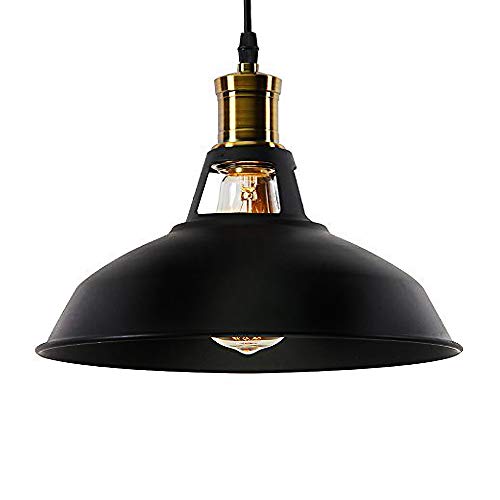 Lightess Pendelleuchte Vintage Hängelampe Schwarz Metall Vintage Hängeleuchte Retro Lampenschirm Industrial Esein E27 für Esszimmer Esstisch Flur Restaurant Wohnzimmer Hotel Café usw. von Lightess