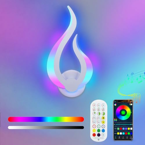 Lightess Smart RGB LED Wandlampe Innen mit APP Fernbedienung Musik-Sync & DIY 16 Millionen Farben Gaming Licht Dimmbar Wandleuchte Moderne 8W Flurlampe Wand für Schlafzimmer Flur Wohnzimmer von Lightess