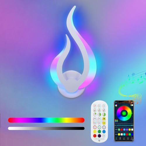 Lightess Smart RGB Lampe LED Wandleuchte Innen Gaming LED Beleuchtung mit APP Fernbedienung Dimmbar Wandlampe Musik-Sync & DIY 16 Millionen Farben Modern Flurlampe für Schlafzimmer Flur Wohnzimmer von Lightess