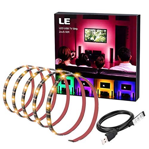 LE RGB Streifen Selbstklebend, TV Hintergrundbeleuchtung USB LED Strip mit 60 Stück 5050 LEDs, IP65 Wasserdicht, 2m LED Band für 40-60 Zoll TV für Raumausstattung Dekoration LED Fernseher Beleuchtung von Lighting EVER