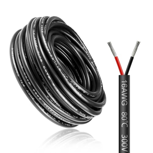 10 Meter 16AWG 2x1,5mm² Elektrischer Draht, 2 Adrig Kabel 5V/12V/24V Stromkabel Verzinntes Kupferkabel，Flexibel und Weich Niedrige Impedanz Hohe Temperaturbeständigkeit Verlängerungskabel von LightingWill