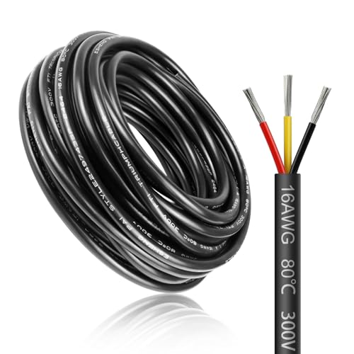 10 Meter 16AWG 3x1,5mm² Elektrischer Draht, 3 Adrig Kabel Erdkabel 5V/12V/24V Stromkabel Verzinntes Kupferkabel, Flexibel und Weich Niedrige Impedanz Hohe Temperaturbeständigkeit Verlängerungskabel von LightingWill