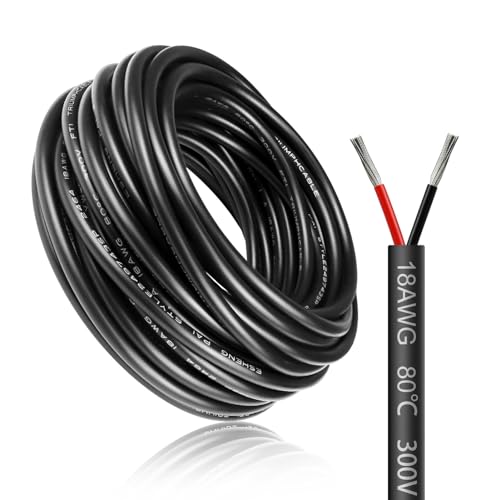 10 Meter 18AWG 2x0,75mm² Elektrischer Draht, 2 Adrig Kabel 5V/12V/24V Stromkabel Verzinntes Kupferkabel，Flexibel und Weich Niedrige Impedanz Hohe Temperaturbeständigkeit Verlängerungskabel von LightingWill