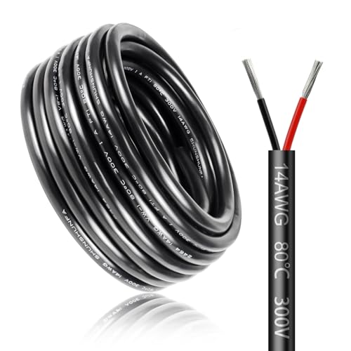 30 Meter 14AWG 2x2,0mm² Elektrischer Kabel, 2 Adriges Kabel 5V/12V/24V/300V Stromkabel Verzinntes Kupferkabel, Flexibel und Weich Niedrige Impedanz Hohe Temperaturbeständigkeit Verlängerungskabel von LightingWill