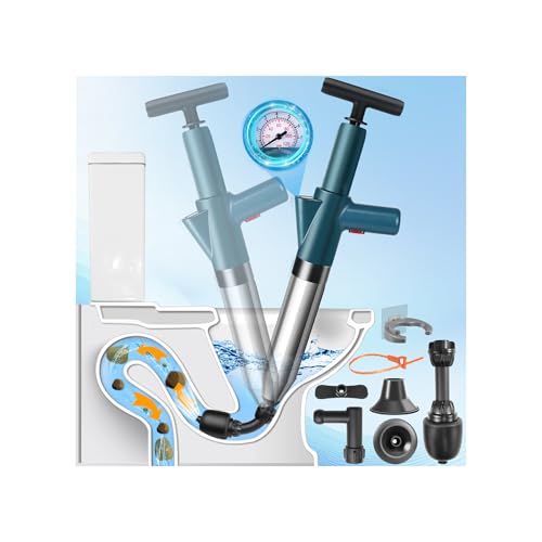 Hochdruck Abflussreiniger Pumpe mit Luftdruckanzeige, Rohrreiniger Druckluft mit 4 Saugnäpfen, Grün Toiletten Pömpel für Waschbecken, Toiletten, Badezimmer, Dusche, Küche Hochdruck Abflussreiniger Pumpe mit Luftdruckanzeige, Rohrreiniger Druckluft mit 4 Saugnäpfen, Grün Toiletten Pömpel für Waschbecken, Toiletten, Badezimmer, Dusche, Küche von LightingWill