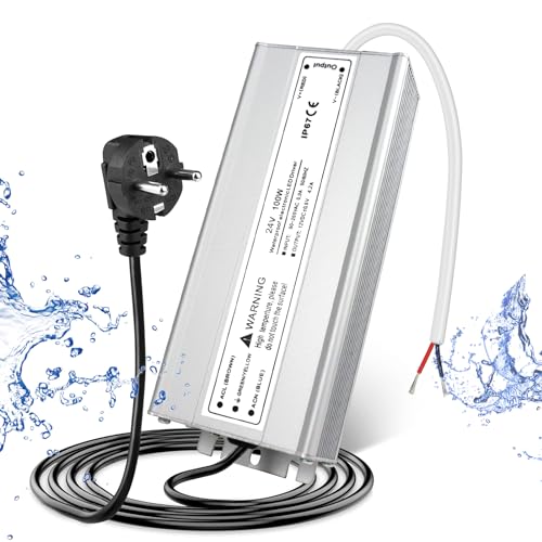 LED Trafo 24V 100W IP67, Outdoor Wasserdicht Transformator mit Stecker, LED Netzteil Treiber 230V auf DC 24 Volt Adapter, LED Driver Außen für LED-Streifen Lampen Strahler Lichtbänder von LightingWill