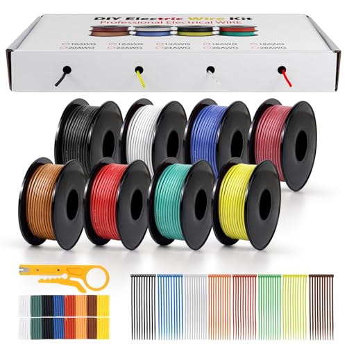LightingWill 20 AWG 0,5mm² Silikon Elektrokabel Set in 8 Farben, 15 Meter pro Rolle Litzendraht Kabel, Flexibel Verzinntes Kupferkabel für DIY, KFZ, Heiminstallationen und Stromverkabelungen LightingWill 20 AWG 0,5mm² Silikon Elektrokabel Set in 8 Farben, 15 Meter pro Rolle Litzendraht Kabel, Flexibel Verzinntes Kupferkabel für DIY, KFZ, Heiminstallationen und Stromverkabelungen von LightingWill