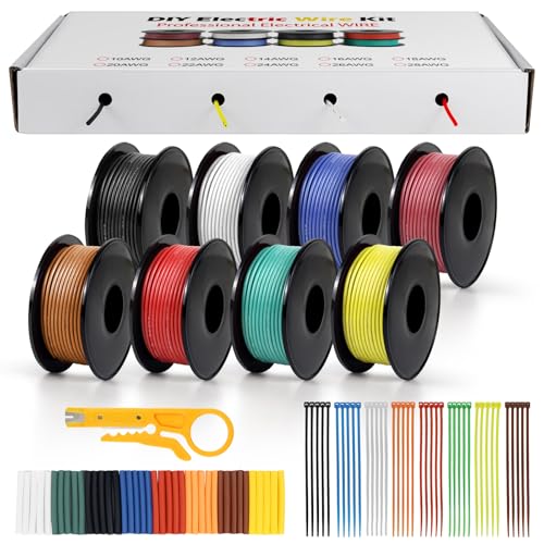 LightingWill 24 AWG 0,2mm² Silikon Elektrokabel Set in 8 Farben, 5 Meter pro Rolle Litzendraht Kabel, Flexibel Verzinntes Kupferkabel für DIY, KFZ, Heiminstallationen und Stromverkabelungen LightingWill 24 AWG 0,2mm² Silikon Elektrokabel Set in 8 Farben, 5 Meter pro Rolle Litzendraht Kabel, Flexibel Verzinntes Kupferkabel für DIY, KFZ, Heiminstallationen und Stromverkabelungen von LightingWill
