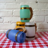 Retro Fass Becher 1960Er Siesta Ware Vier | 4 Multicolor Glas Wurzel Bier Tankards Tiki Bar Decor Outrigger Bierkrüge Orange Blau Weiß Grün von LightlySaucedRetro