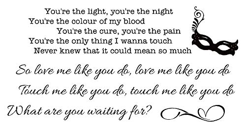Wand-Aufkleber mit Ellie Goulding Liedtext "Love Me Like You Do" aus Fifty Shades of Grey mattes schwarz von LightningSigns