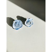 Zwei Capodimonte Rosen Porzellan Lampe Kronleuchter Blumen Blau von LightofTheWorldLamp