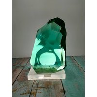 Andara Crystal Natural Cut Aqua Blue Bubble 4090Gr Mit Basis Für Sammlung Oder Dekoration von Lightofandara