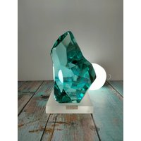 Andara Kristall Natur Schneide Aqua Blau Luftblase 2230Gr Mit Sockel Zur Sammlung Oder Dekoration von Lightofandara