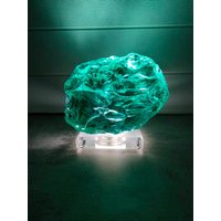 Licht Aus Rohem Andara Kristall Tealgrün 4850Gr Mit Sockel, Lampe Und Dimmer Zur Darstellung Oder Meditation von Lightofandara