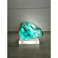 Raue Neue Oberfläche Andara Kristall Teal Grün 1810Gr Mit Sockel Zur Dekoration von Lightofandara