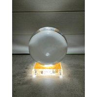 Sphare Poliert Andara Kristallklar 3100Gr Mit Sockel, Lampe Und Dimmer Zur Beleuchtung von Lightofandara