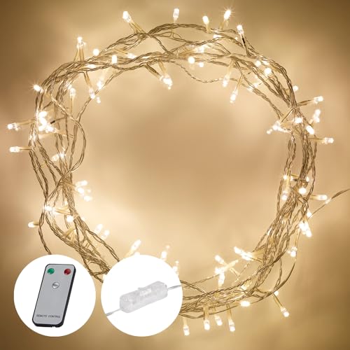 Lights4fun 100er LED Lichterkette warmweiß strombetrieben mit An- und Ausschalter Lichterkette Innen mit Stecker von Lights4fun