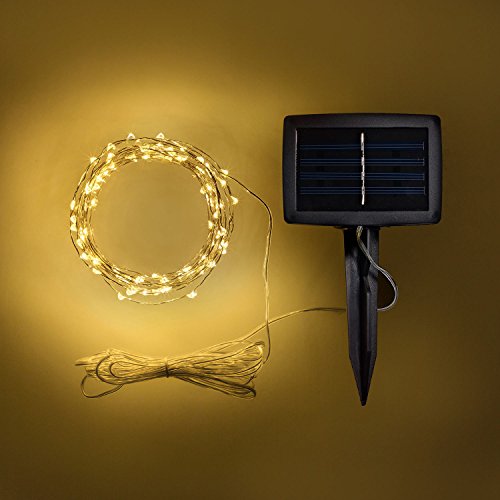 Lights4fun 100er Micro LED Solar Lichterkette warmweiß Solarlampen für Außen Gartendeko Balkon Deko von Lights4fun