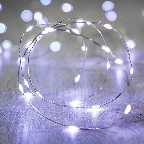 20er LED Draht Micro Lichterkette weiß Batteriebetrieb Lights4fun von Lights4fun