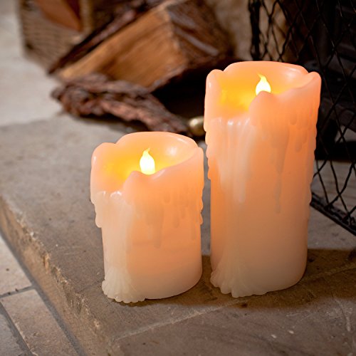 Lights4fun 2er Set LED Echtwachs Kerzen mit Wachstropfen Timer Batteriebetrieben Deko Wohnzimmer flackernde Flamme Stumpenkerzen Elektrisch mit Timerfunktion Lights4fun 2er Set LED Echtwachs Kerzen mit Wachstropfen Timer Batteriebetrieben Deko Wohnzimmer flackernde Flamme Stumpenkerzen Elektrisch mit Timerfunktion von Lights4fun